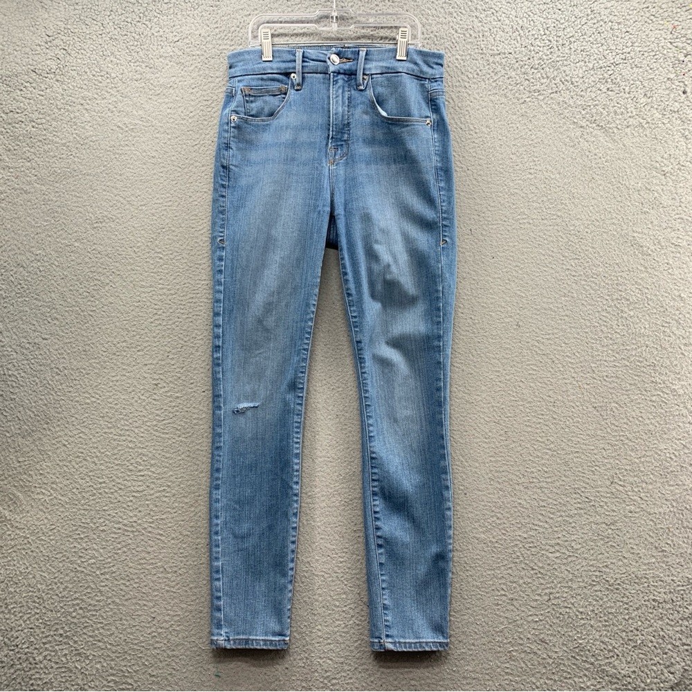 Good American Good Legs Skinny Denim Jeans Size 2/26 Light Wash Mid Rise Stretch